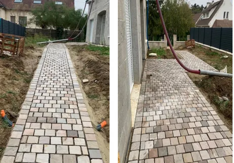 Pavé grès 14×14 cm blanc rosé